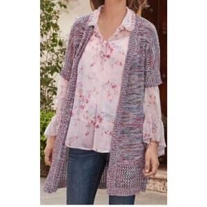 Sundance Free Soul  Short Sleeve Multicolored Knit Sweater Cardigan Small